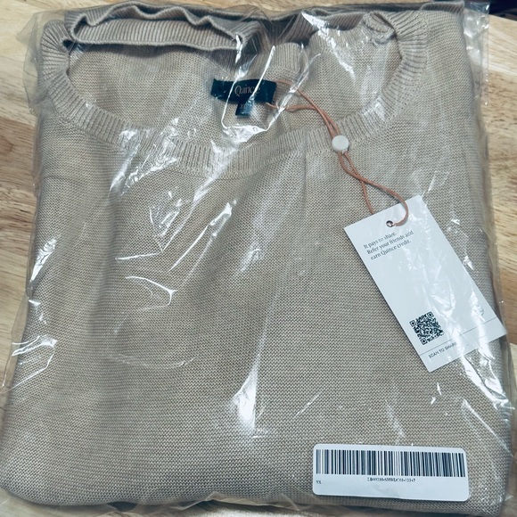 NWT QUINCE Lightweight Cotton Cashmere LinkStitch Dolman Sweater Oatmeal XL 2408 - Picture 4 of 12
